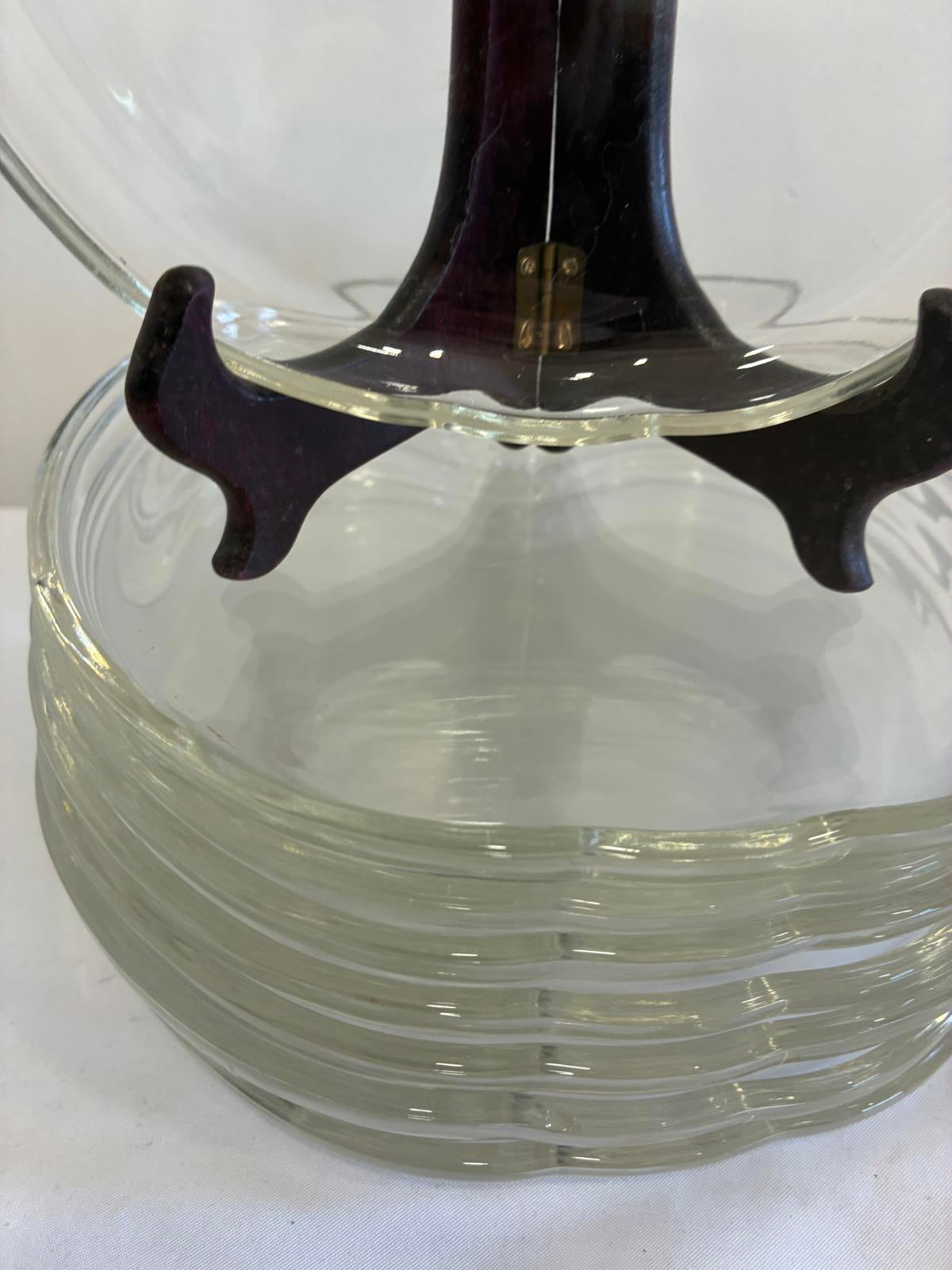 Vintage Clear Glass 8" Apple Plates Set of 8, Mid Century Pressed Glass Plates