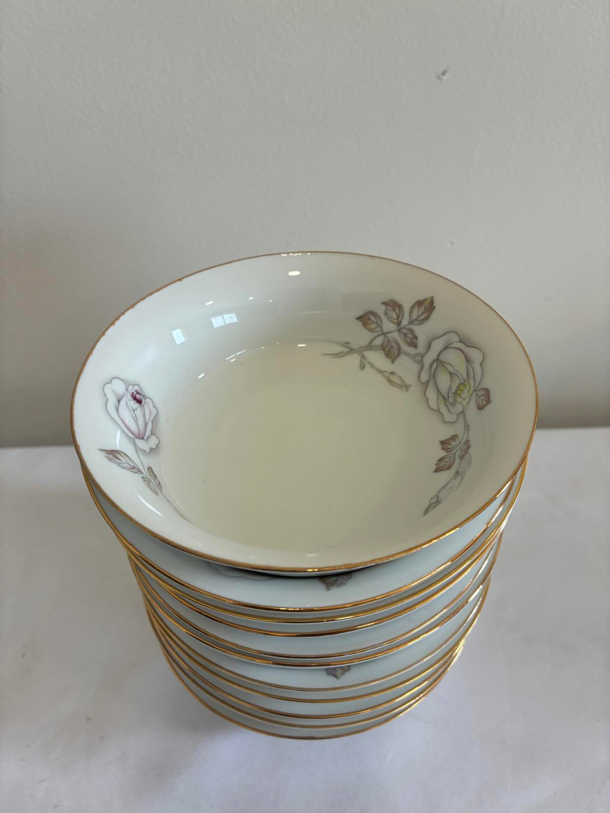 Set of 12 Johann Haviland Sweetheart Rose Bowls, Bavaria Germany Floral China