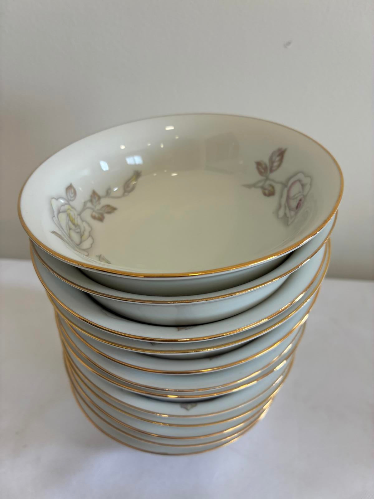 Set of 12 Johann Haviland Sweetheart Rose Bowls, Bavaria Germany Floral China