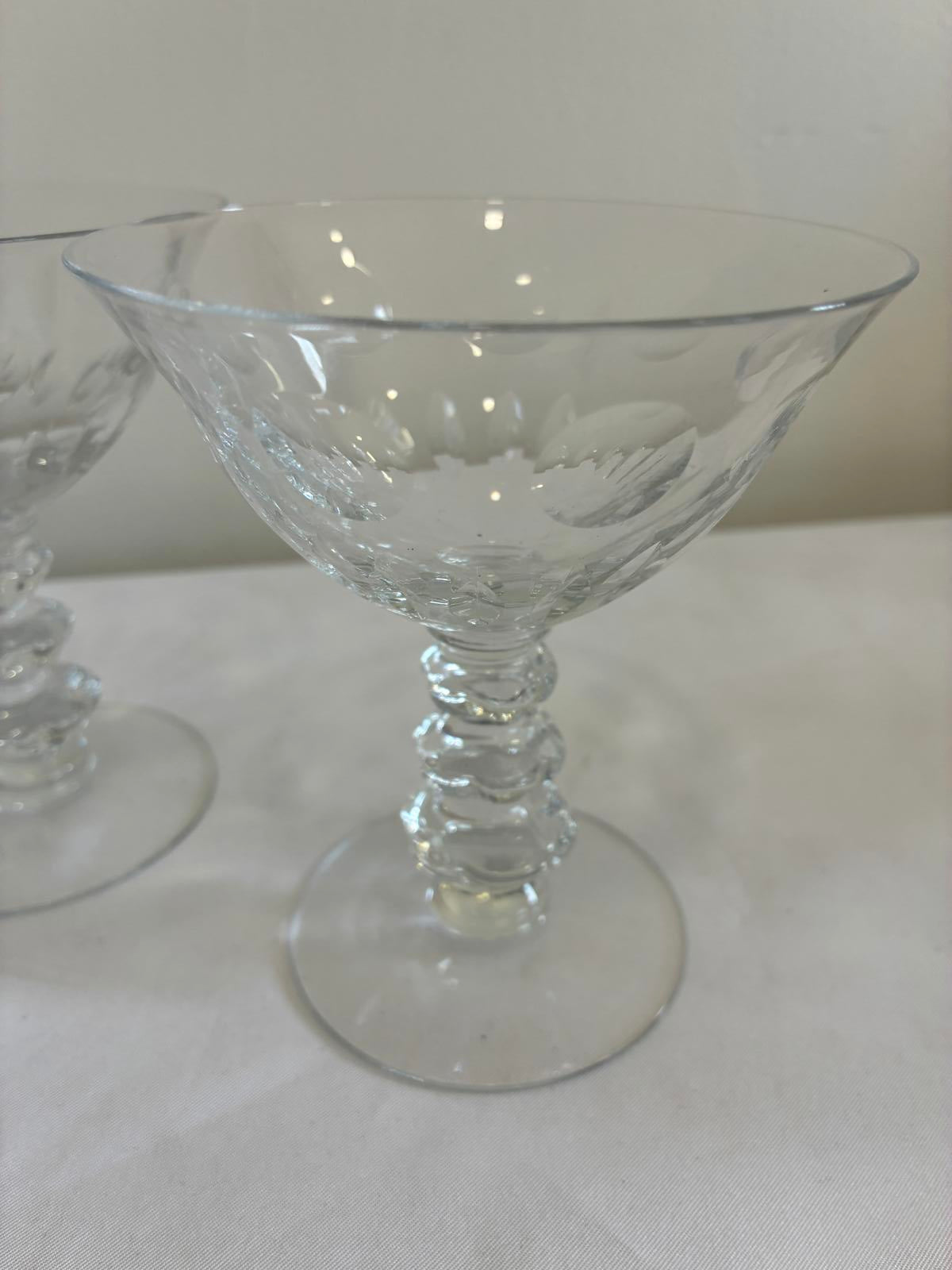 Vintage Duncan Miller Juno Sherbet Glasses Set of 3, Etched Crystal Stemware