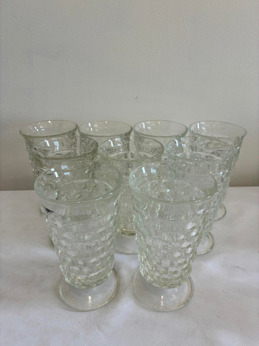 Indiana Glass Whitehall Goblets Set of 10 Vintage Pressed Glass Water Glasses 6”