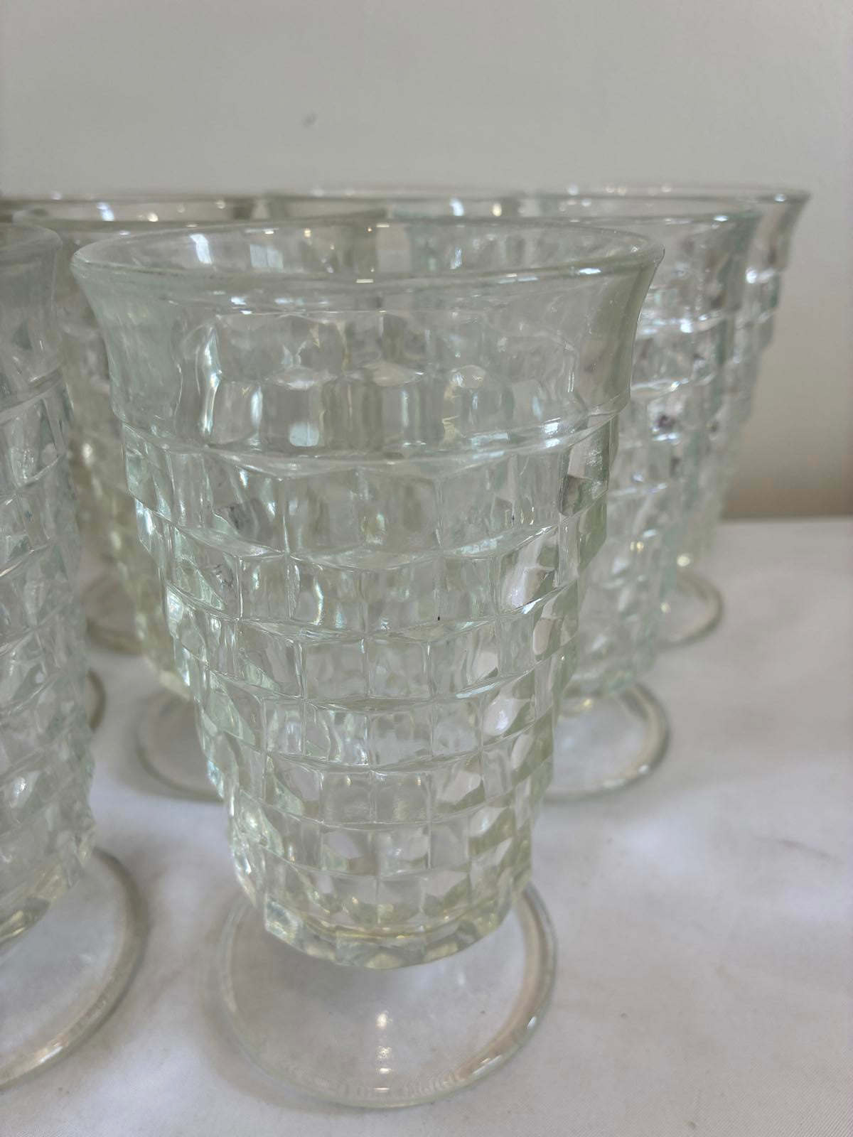 Indiana Glass Whitehall Goblets Set of 10 Vintage Pressed Glass Water Glasses 6”