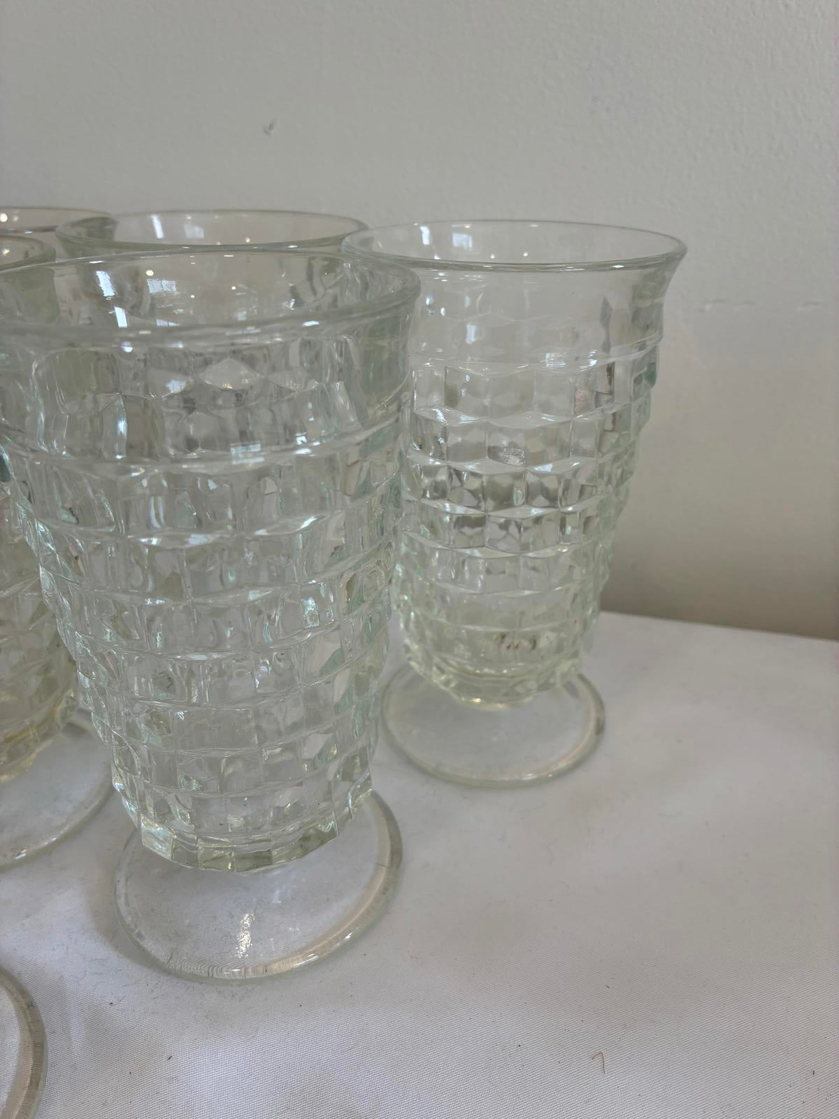 Indiana Glass Whitehall Goblets Set of 10 Vintage Pressed Glass Water Glasses 6”