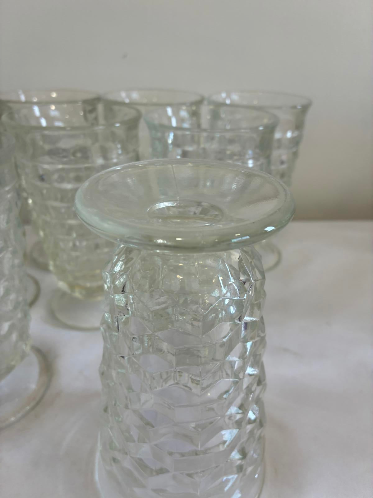 Indiana Glass Whitehall Goblets Set of 10 Vintage Pressed Glass Water Glasses 6”