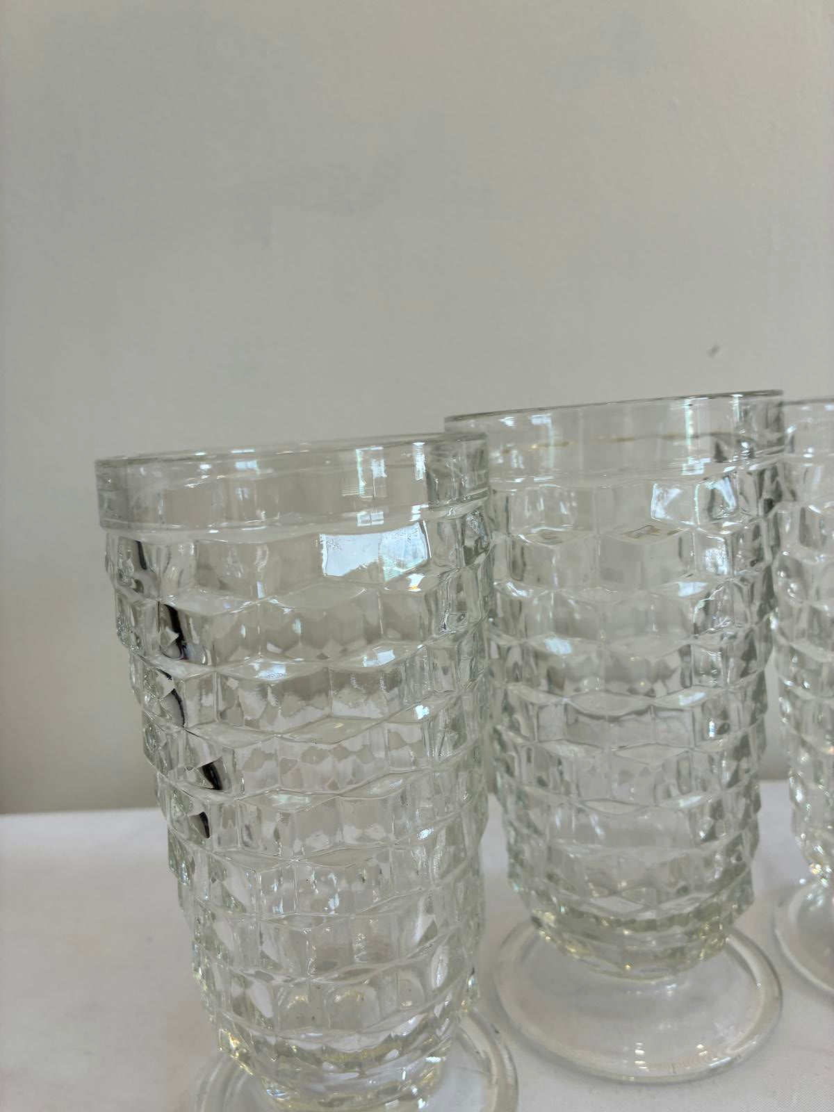 Indiana Glass Whitehall Water Goblets Set of 4 Vintage Pressed Glass 6.25”