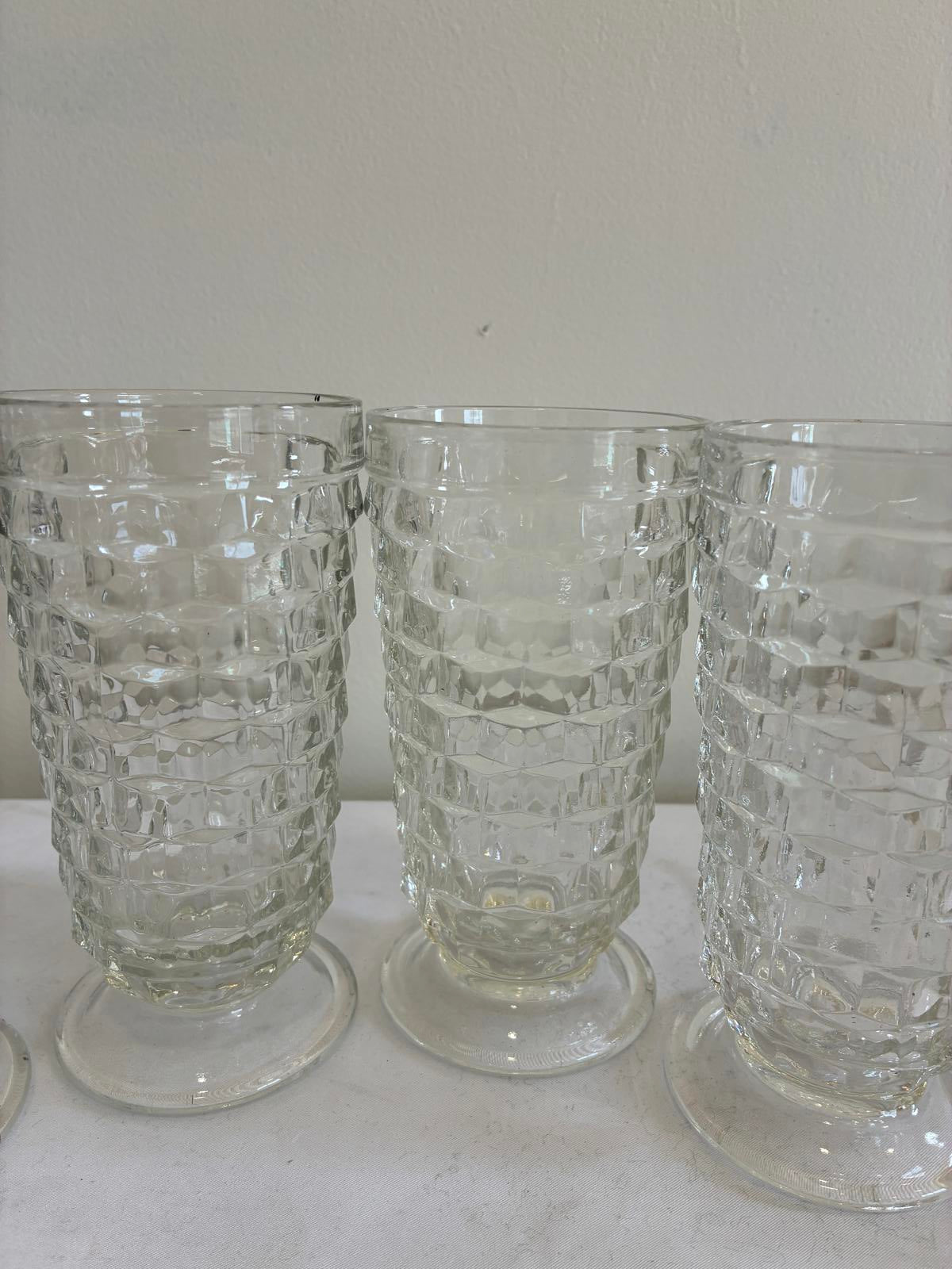 Indiana Glass Whitehall Water Goblets Set of 4 Vintage Pressed Glass 6.25”