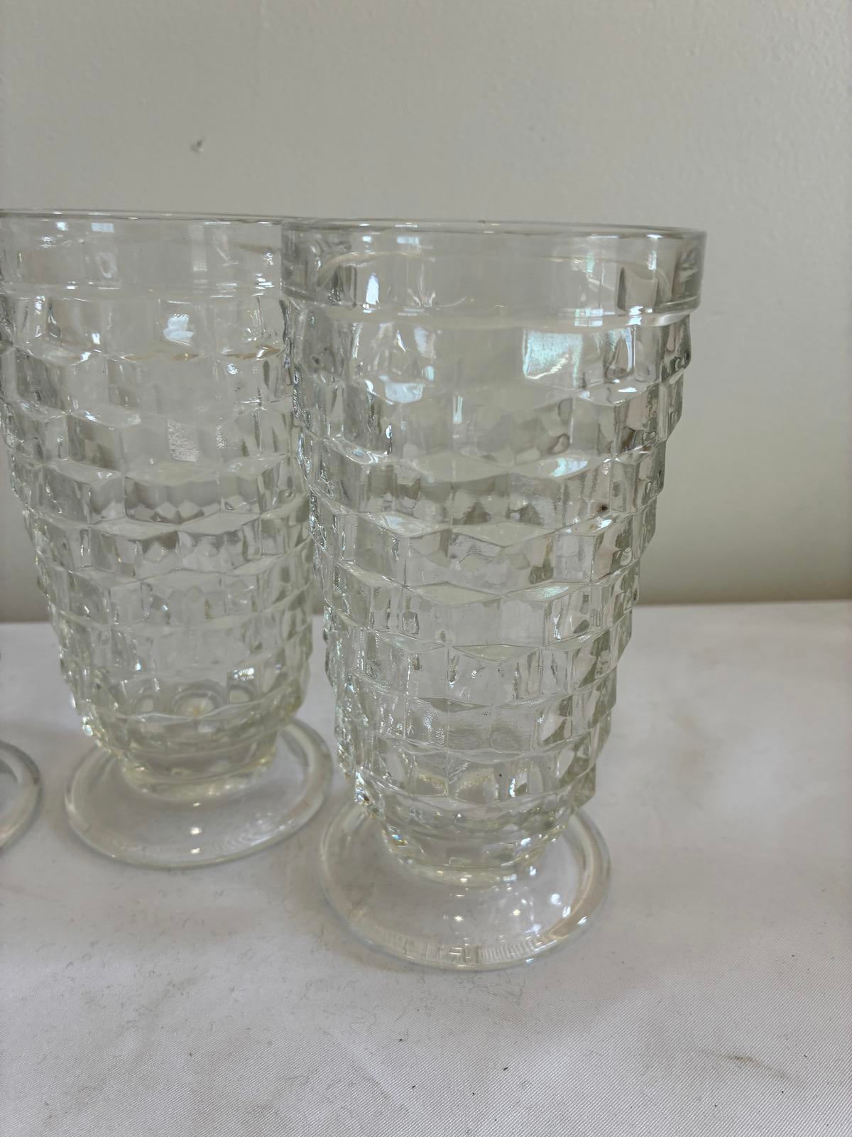 Indiana Glass Whitehall Water Goblets Set of 4 Vintage Pressed Glass 6.25”