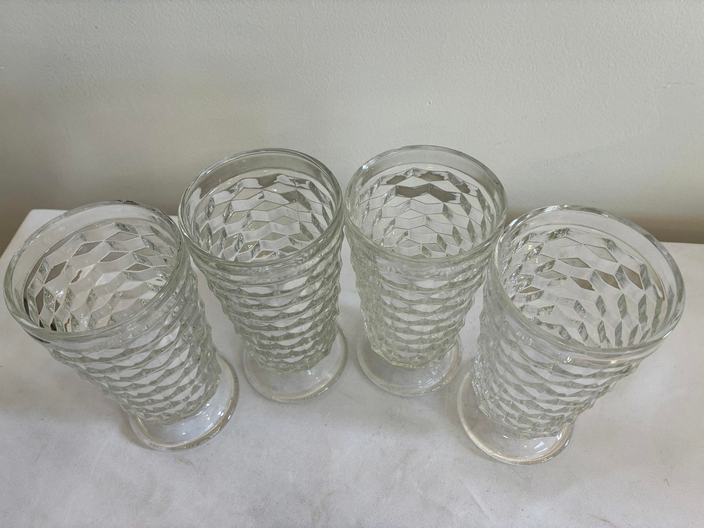 Indiana Glass Whitehall Water Goblets Set of 4 Vintage Pressed Glass 6.25”
