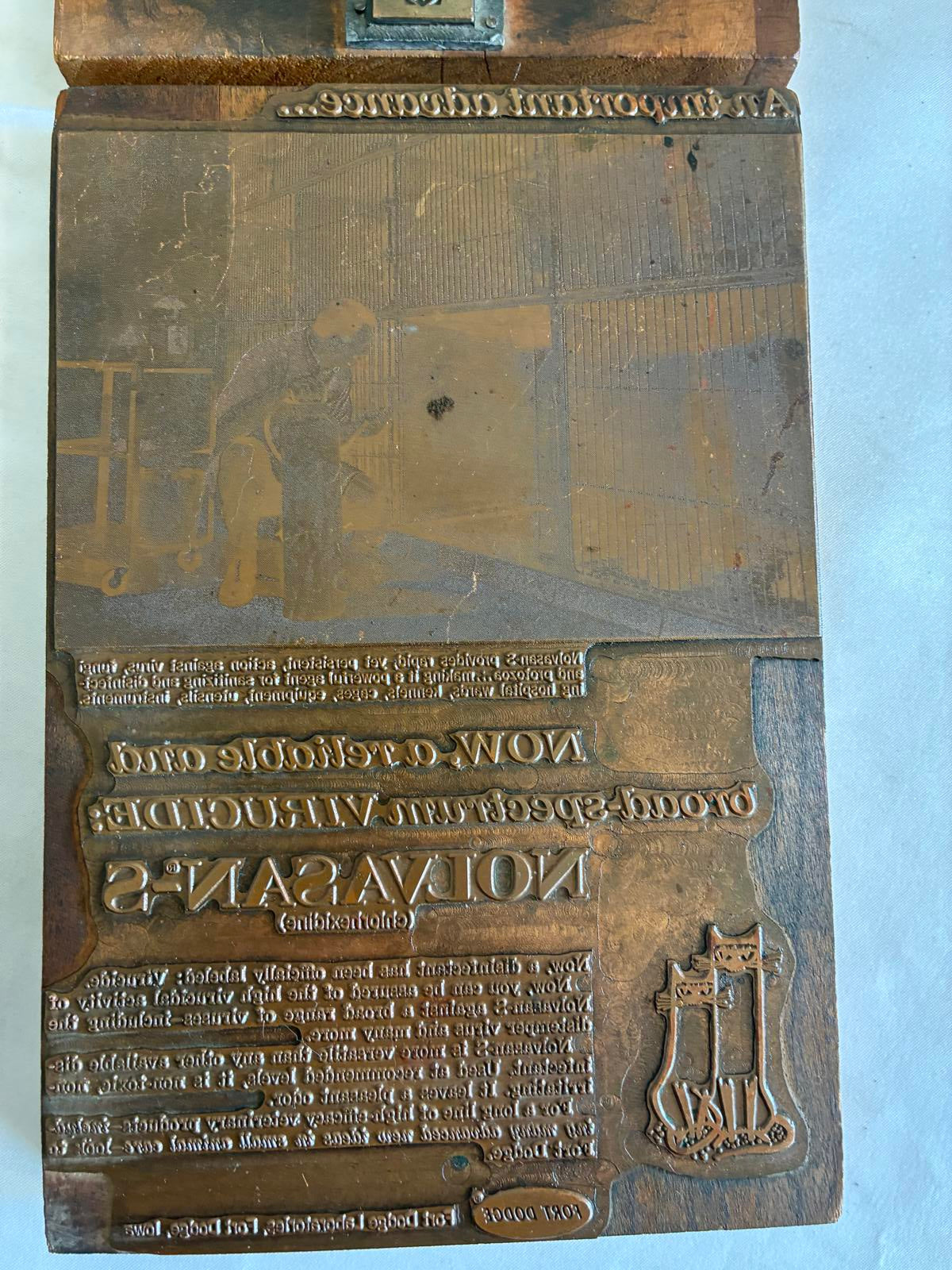 Antique Letterpress Printers Blocks Set of 4, Advertising Printing Plates, Vintage Typography Decor