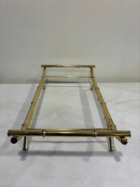 Vintage Brass Faux Bamboo Casserole Dish Holder Server Mid Century