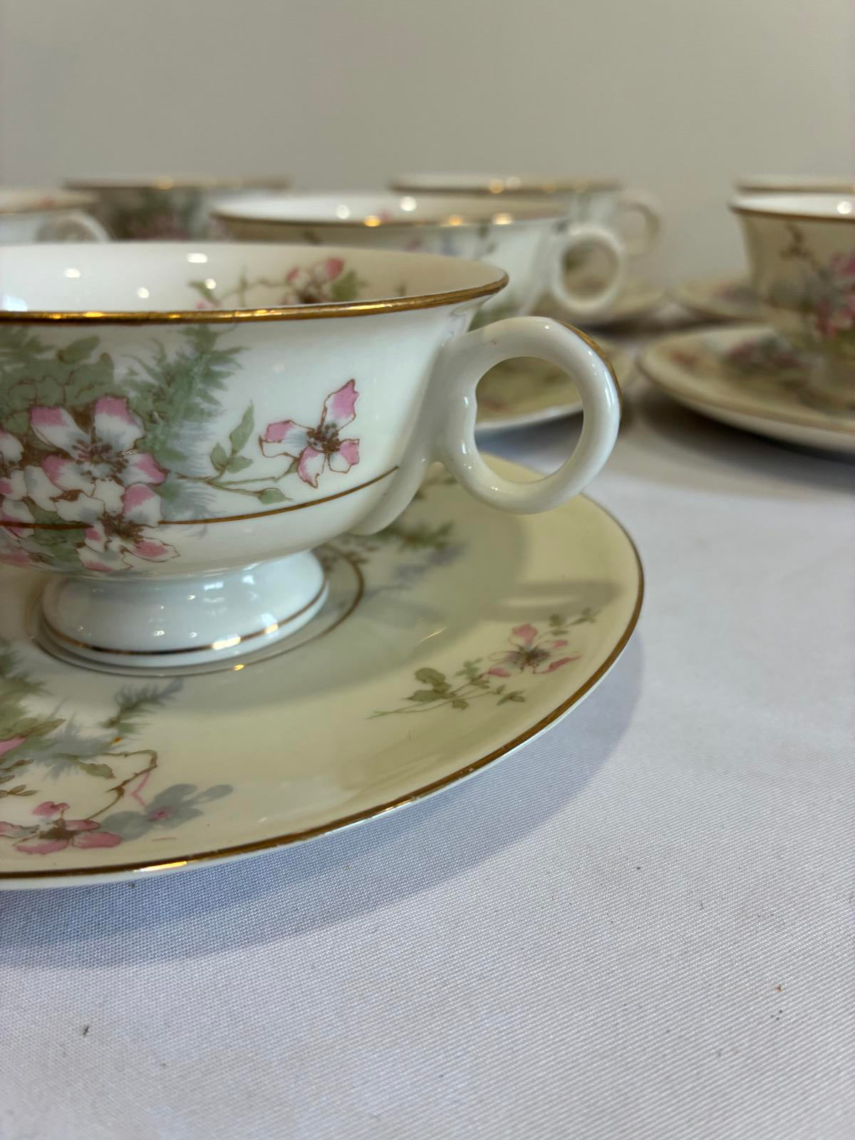 Haviland NY Apple Blossom Teacups and Saucers Set of 7