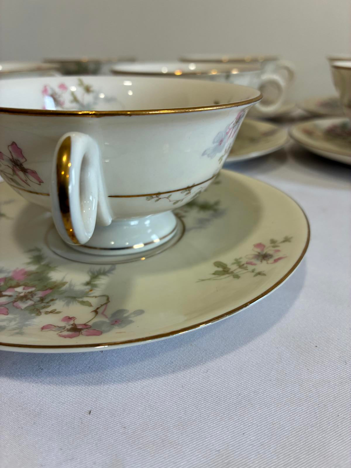 Haviland NY Apple Blossom Teacups and Saucers Set of 7