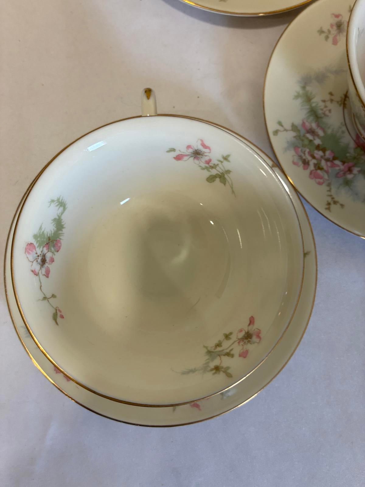 Haviland NY Apple Blossom Teacups and Saucers Set of 7