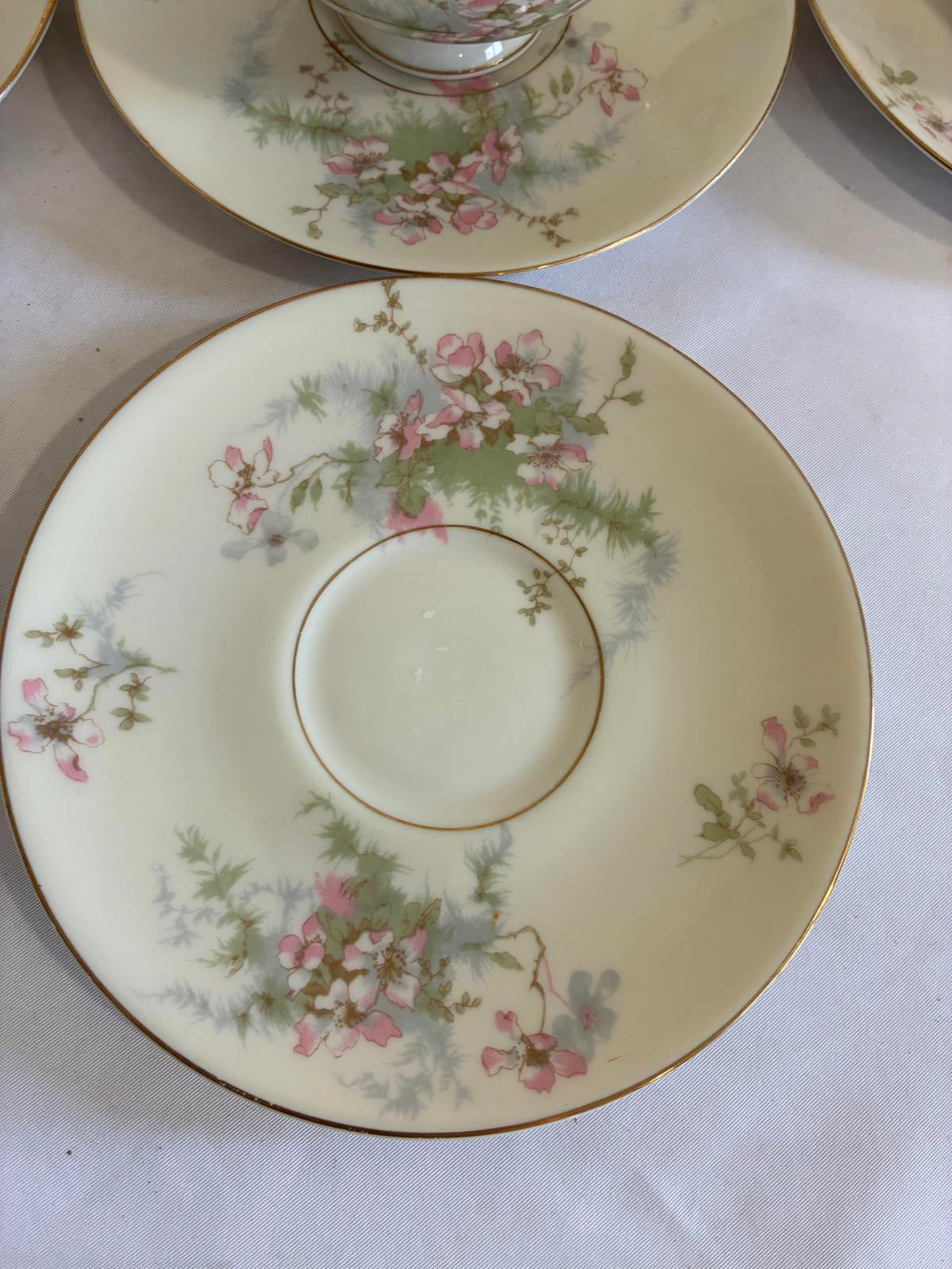 Haviland NY Apple Blossom Teacups and Saucers Set of 7