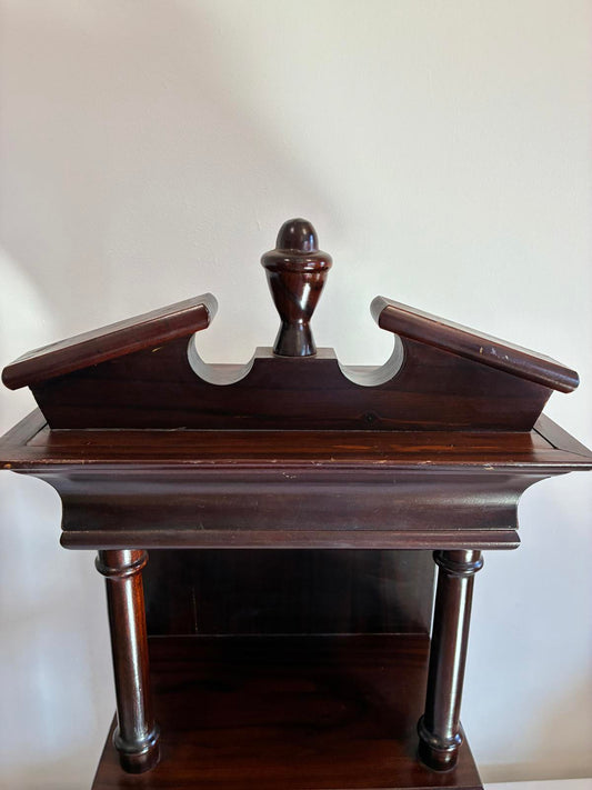 Vintage Wood Shelf Stand Display Cabinet Colonial Style 28” Tall