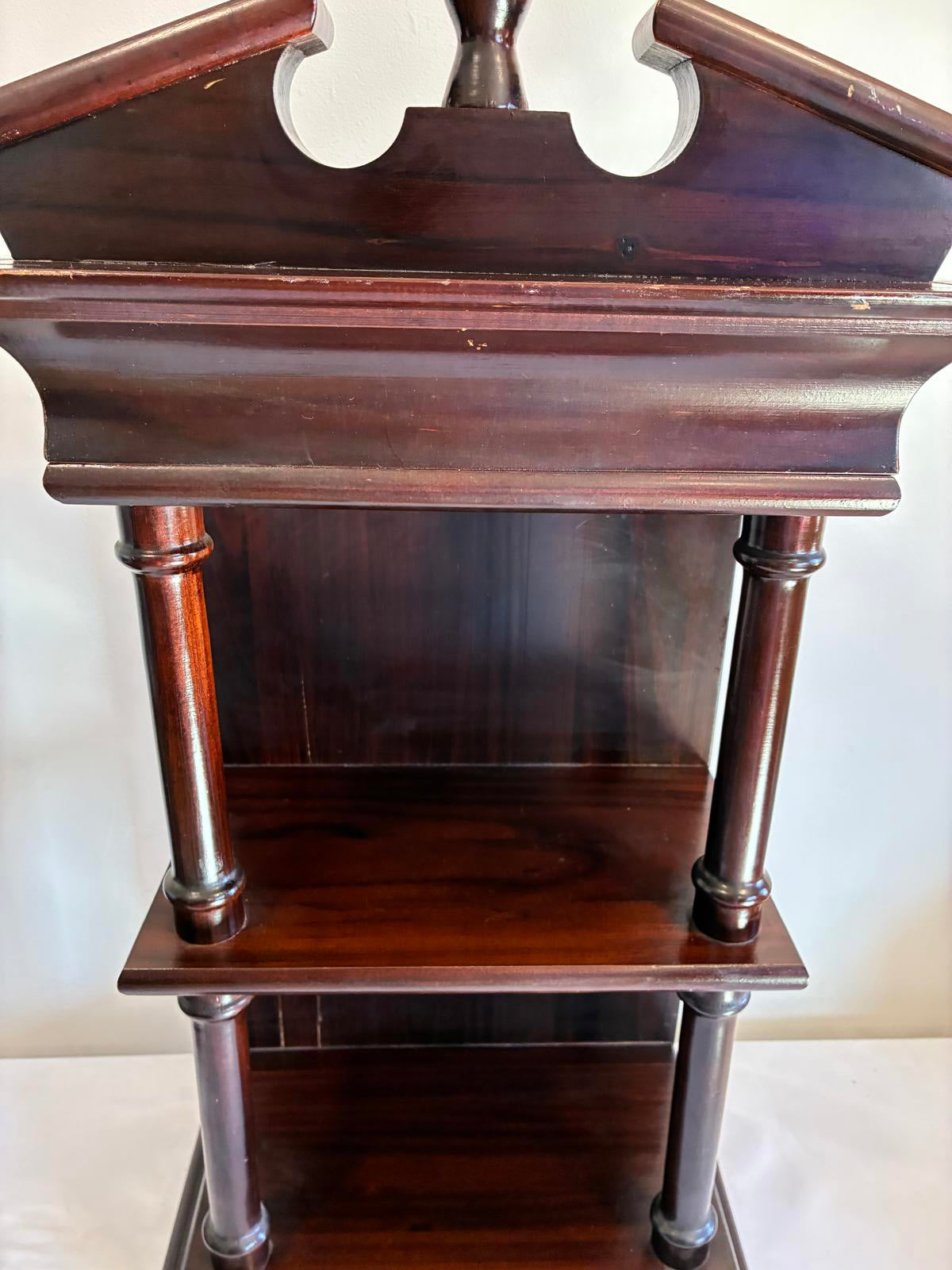 Vintage Wood Shelf Stand Display Cabinet Colonial Style 28” Tall