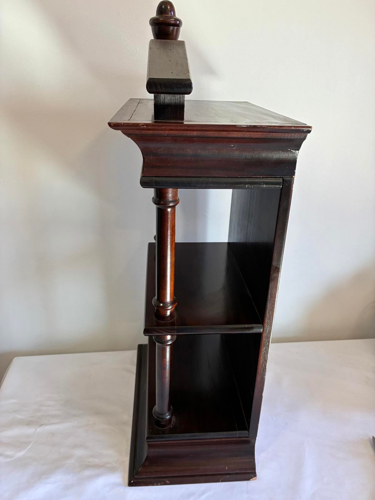 Vintage Wood Shelf Stand Display Cabinet Colonial Style 28” Tall