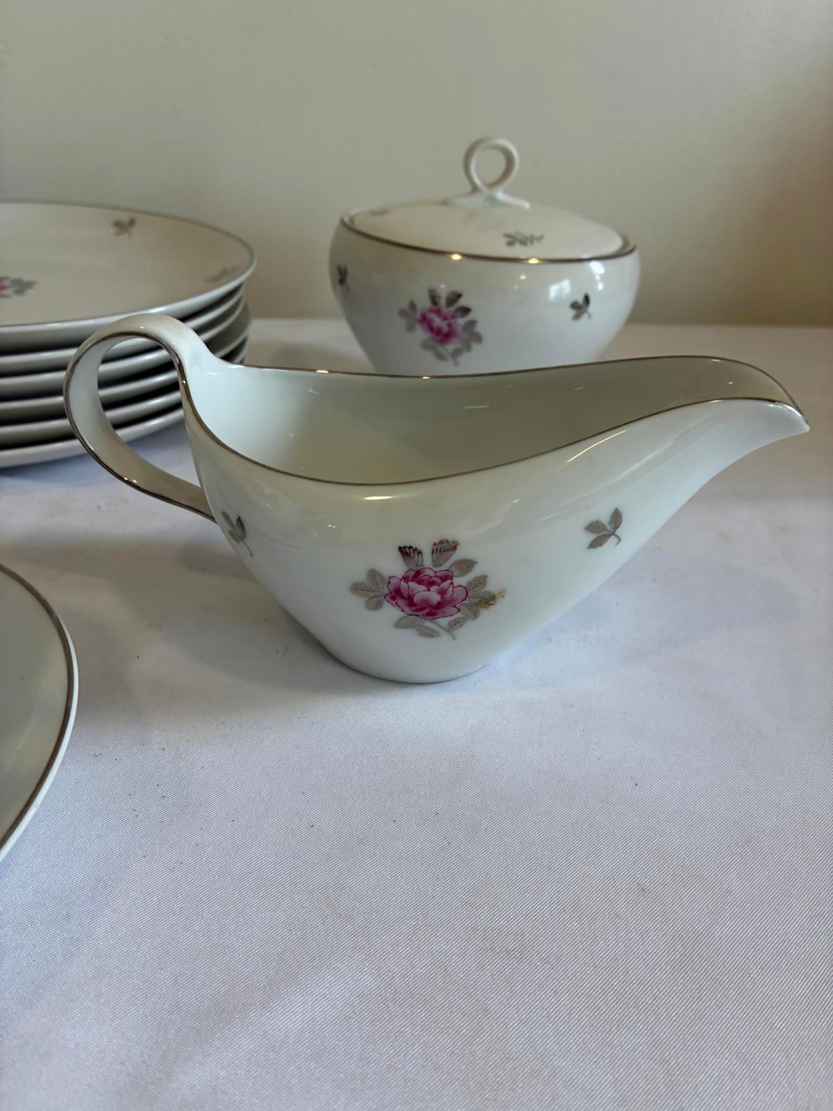 Fukagawa Arita 20 Piece Tea Set Japan Pink Rose Teacups Saucers  Sugar Creamer