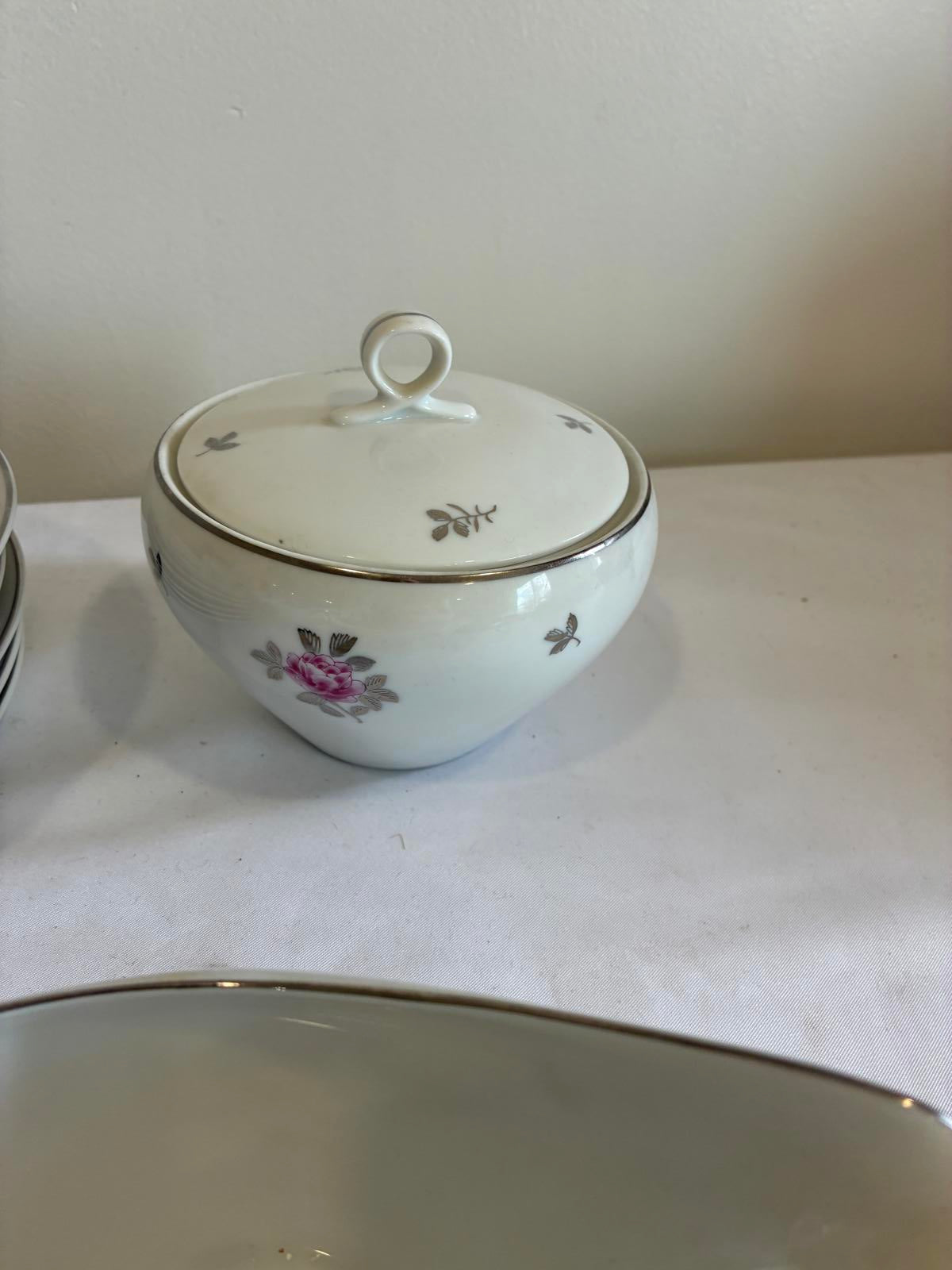 Fukagawa Arita 20 Piece Tea Set Japan Pink Rose Teacups Saucers  Sugar Creamer