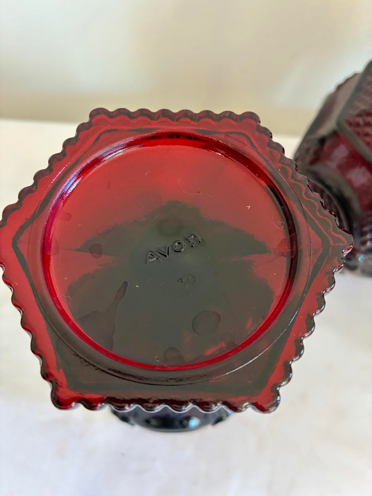 Avon Cape Cod Ruby Red Decanter and Goblets Set Vintage Red Glass Barware