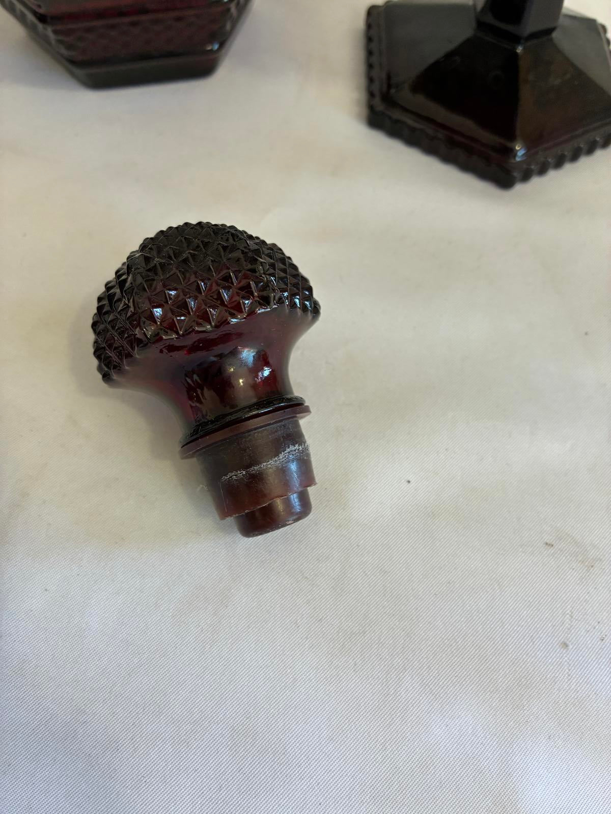 Avon Cape Cod Ruby Red Decanter and Goblets Set Vintage Red Glass Barware