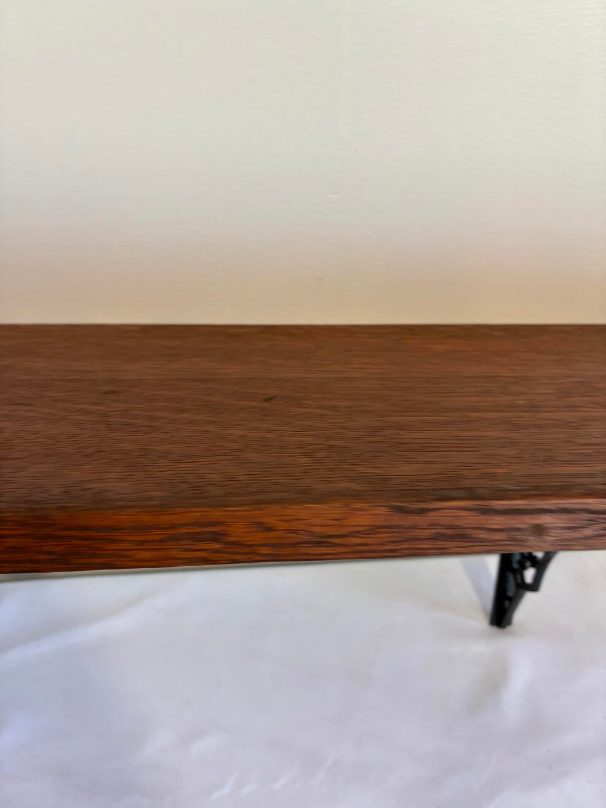 Vintage Wood Wall Shelf With Cast Iron Brackets Rustic Display Shelf