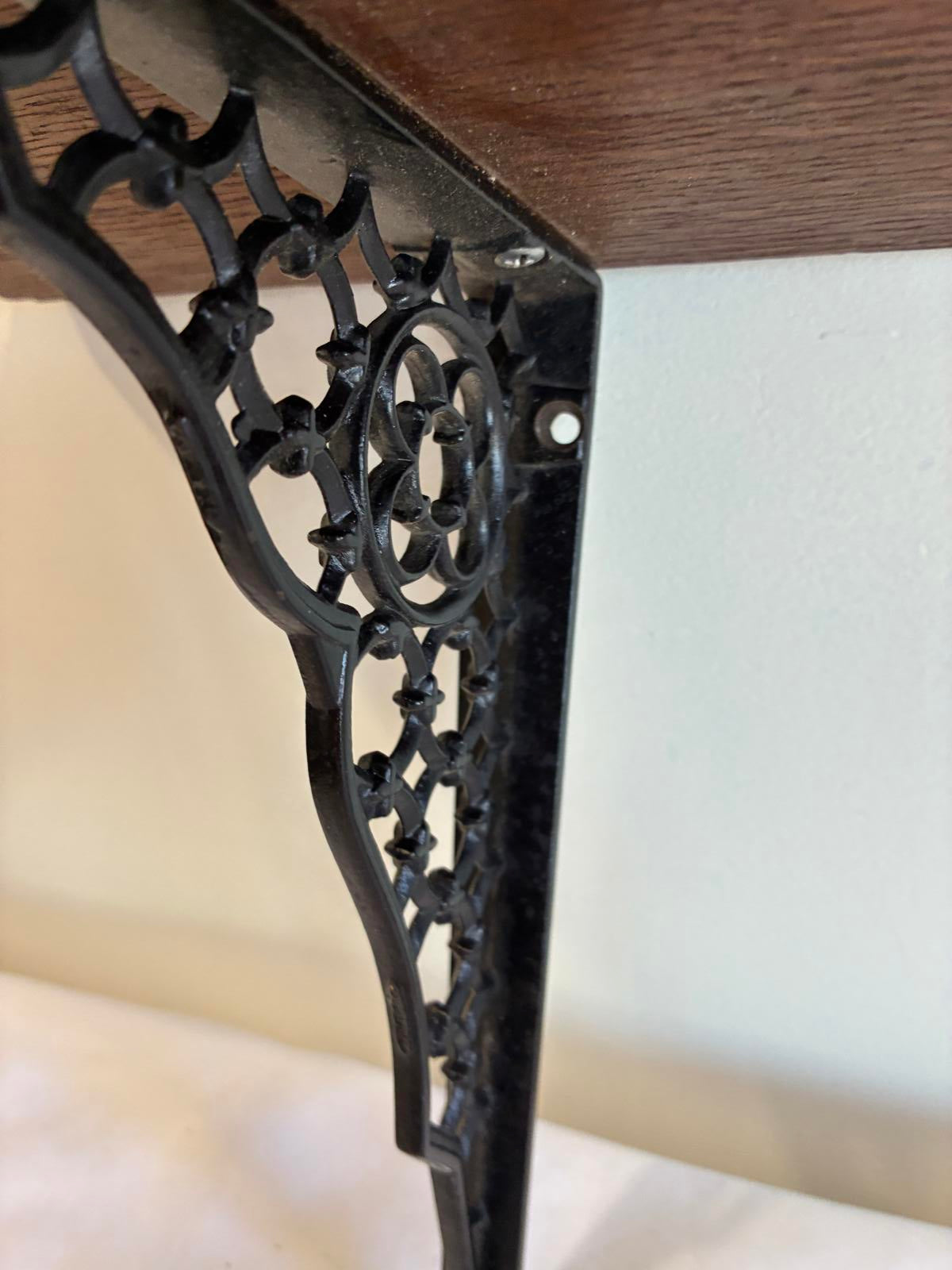 Vintage Wood Wall Shelf With Cast Iron Brackets Rustic Display Shelf