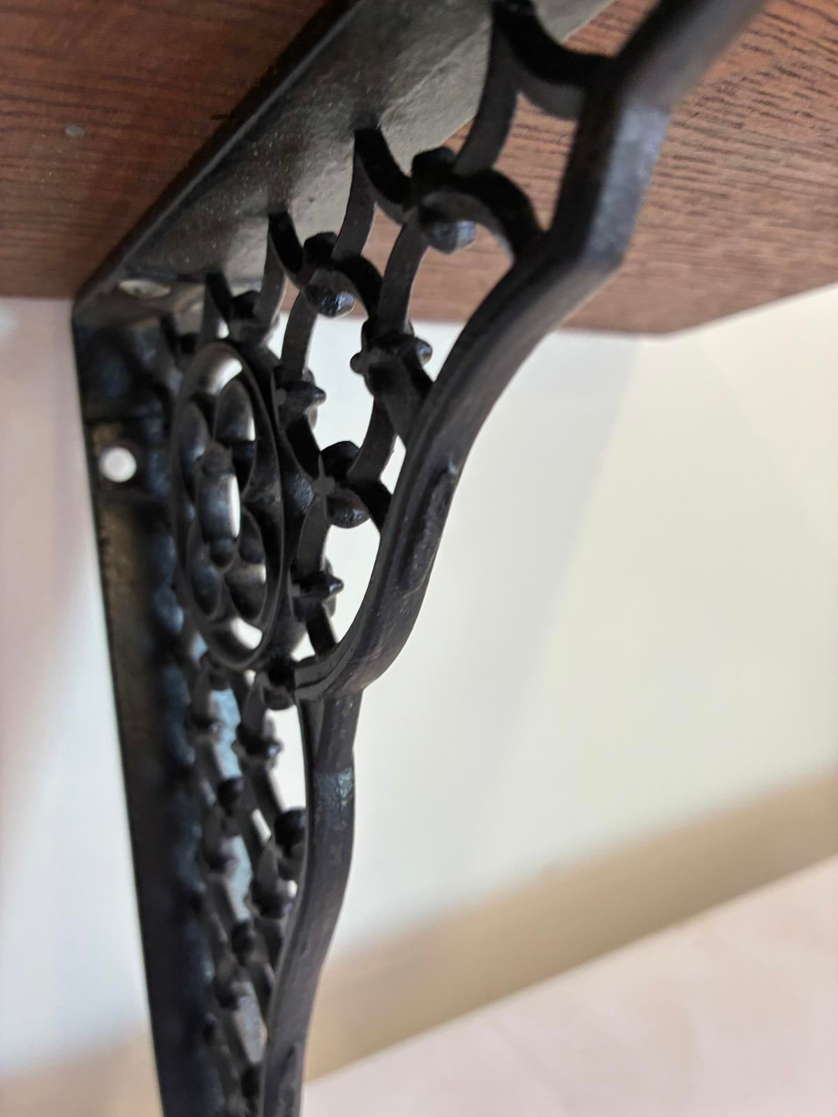 Vintage Wood Wall Shelf With Cast Iron Brackets Rustic Display Shelf