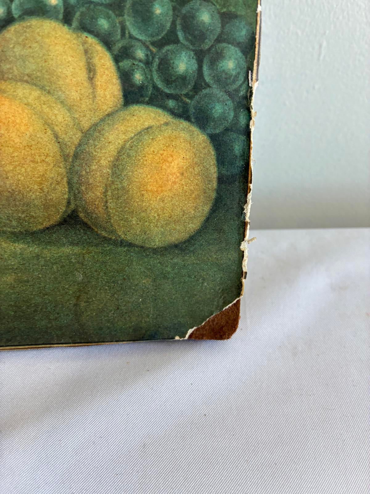 Vintage Fruit Still Life Print on Wood Panel Rustic Farmhouse Wall Art