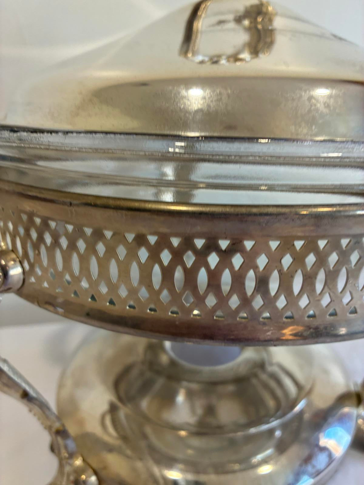 Vintage Anchor Hocking Chafing Dish, Silver Plate Buffet Server with Lid
