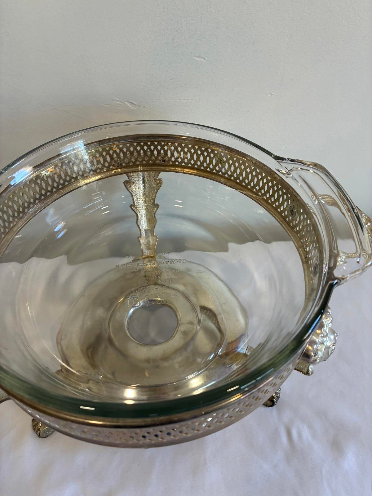 Vintage Anchor Hocking Chafing Dish, Silver Plate Buffet Server with Lid
