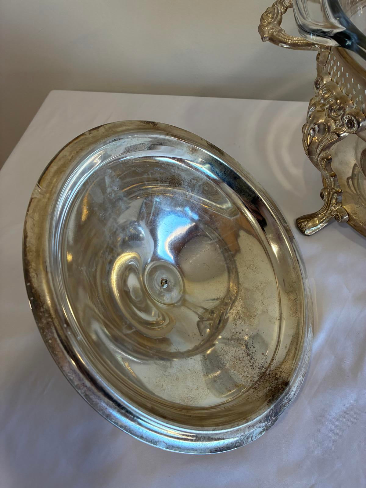 Vintage Anchor Hocking Chafing Dish, Silver Plate Buffet Server with Lid