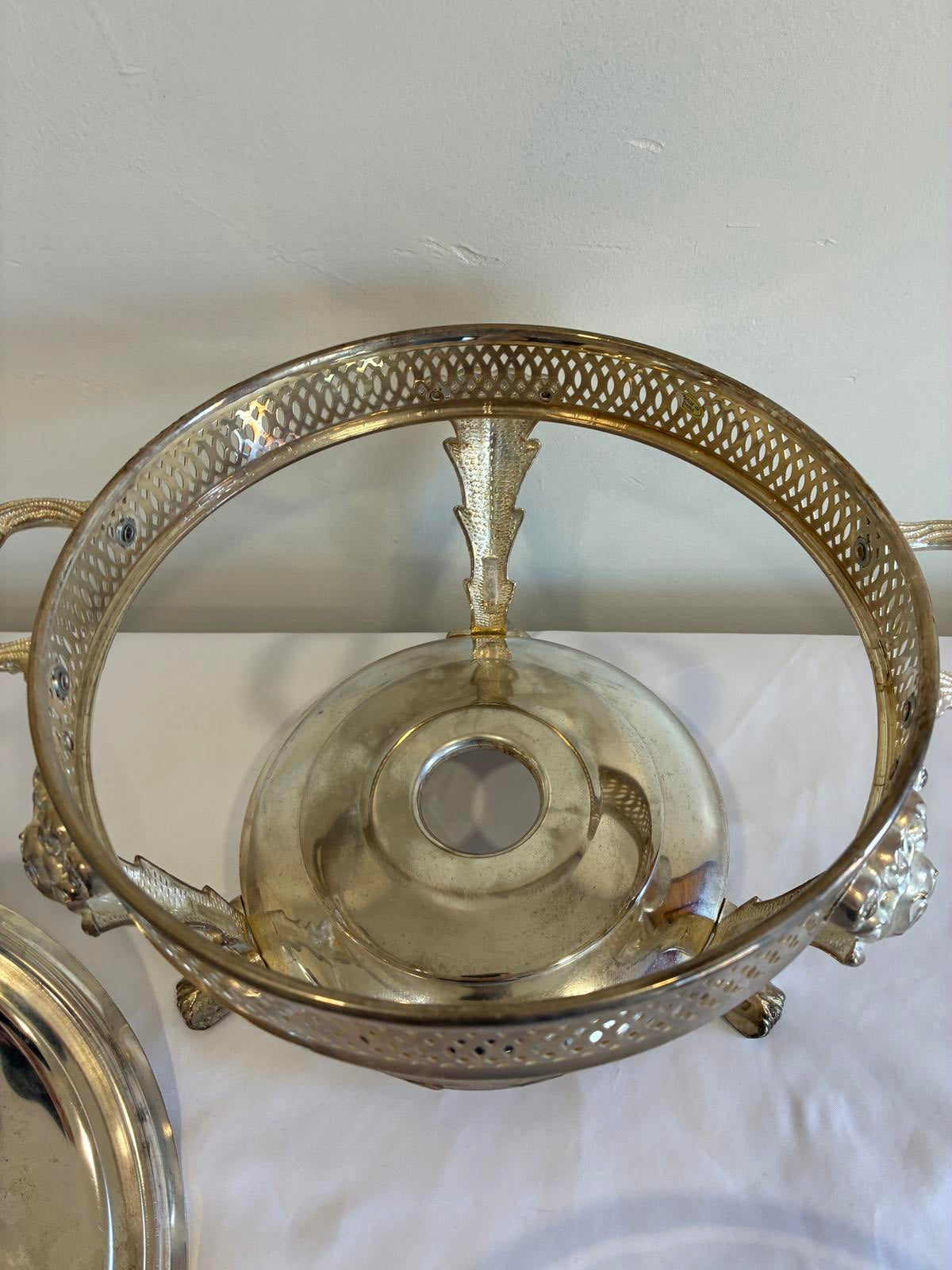 Vintage Anchor Hocking Chafing Dish, Silver Plate Buffet Server with Lid