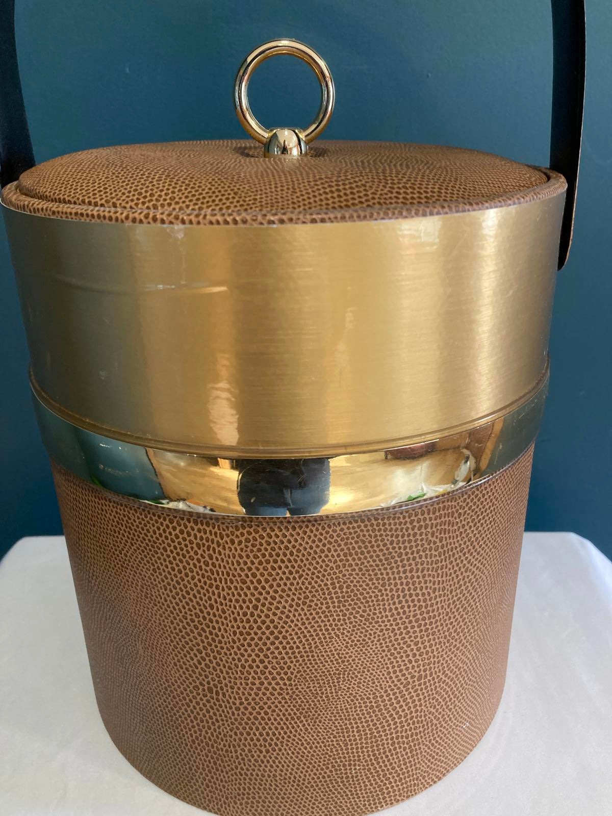 Georges Briard Faux Leather Ice Bucket Mid Century Barware