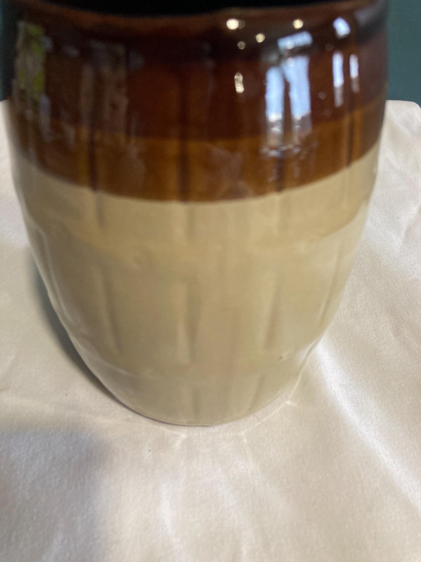 Vintage Ceramic Ombré Brown Vase or Utensil Holder