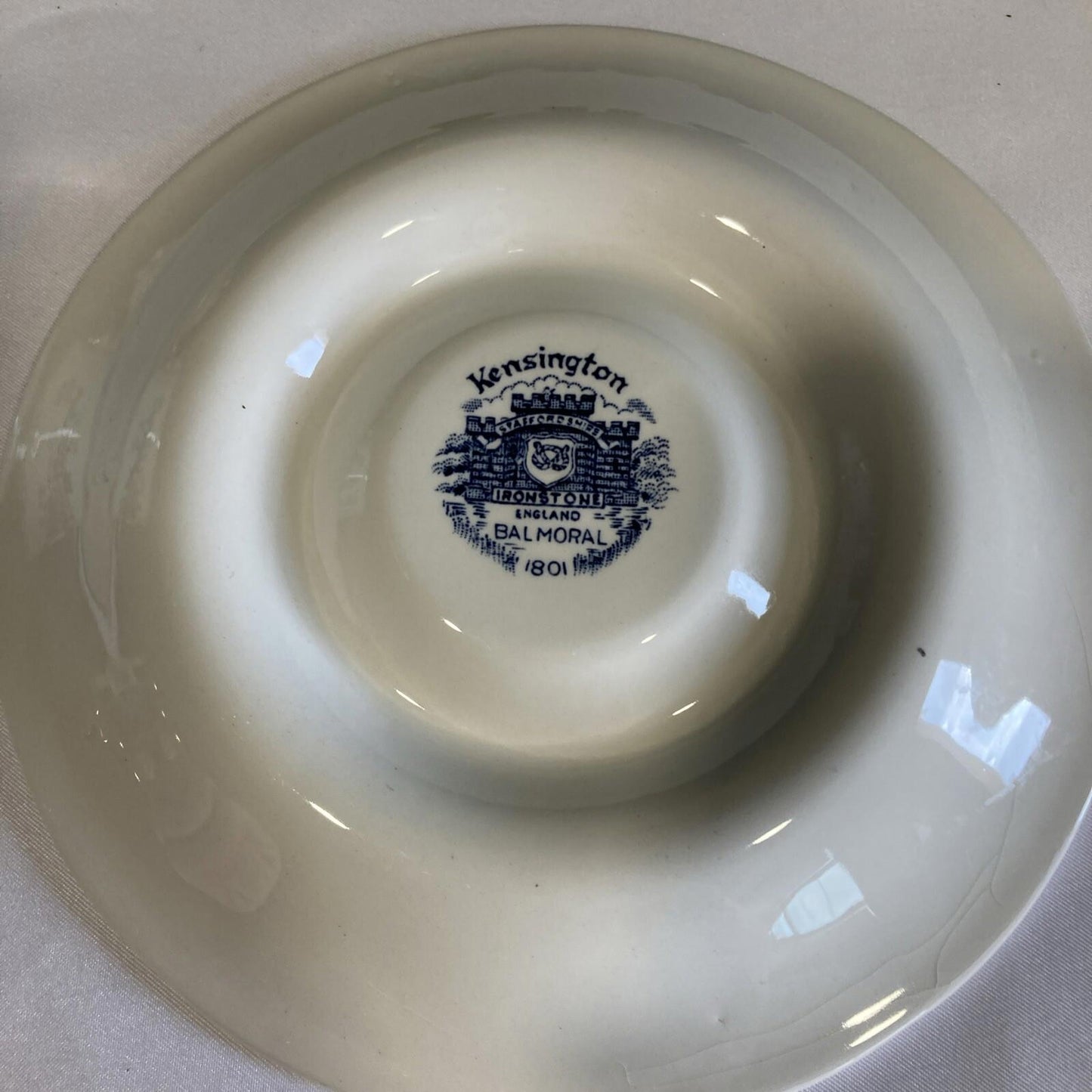 Kensington Staffordshire Ironstone Balmoral Tea Cup Saucer England Blue Flowers