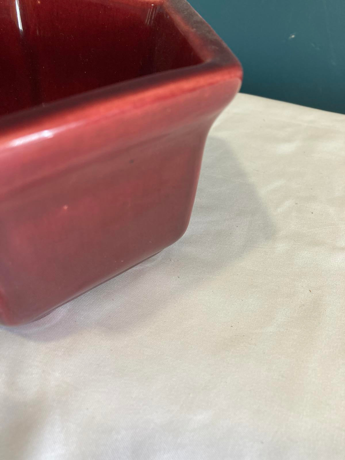 Vintage Haeger USA Pottery Pentagon Bowl Deep Red | MCM Ceramic Planter