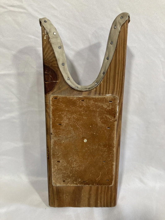 Wooden Boot Jack with Leather Inlay – Rustic Western Decor