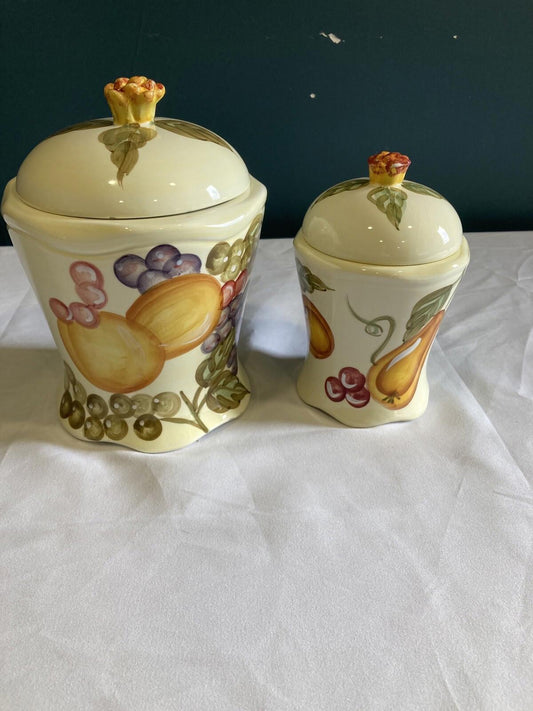 Vintage WCL Tuscan Fruit Canisters – Set of 2 Ceramic Kitchen Jars