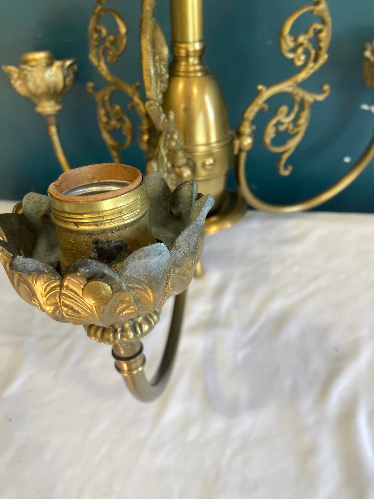 Antique Brass Wakefield Fixtures Chandelier – 3-Arm Ornate Hanging Light