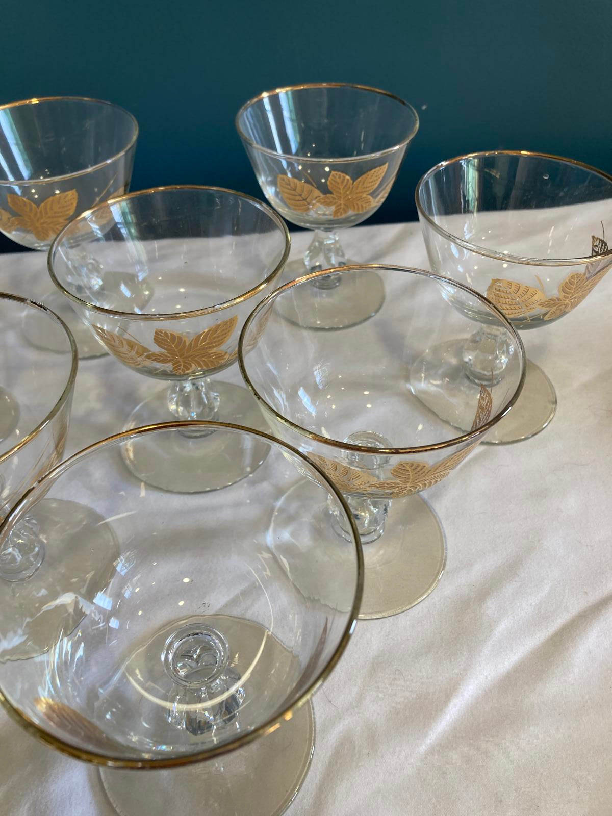 Vintage Libbey Golden Foliage Glasses, Set of 8