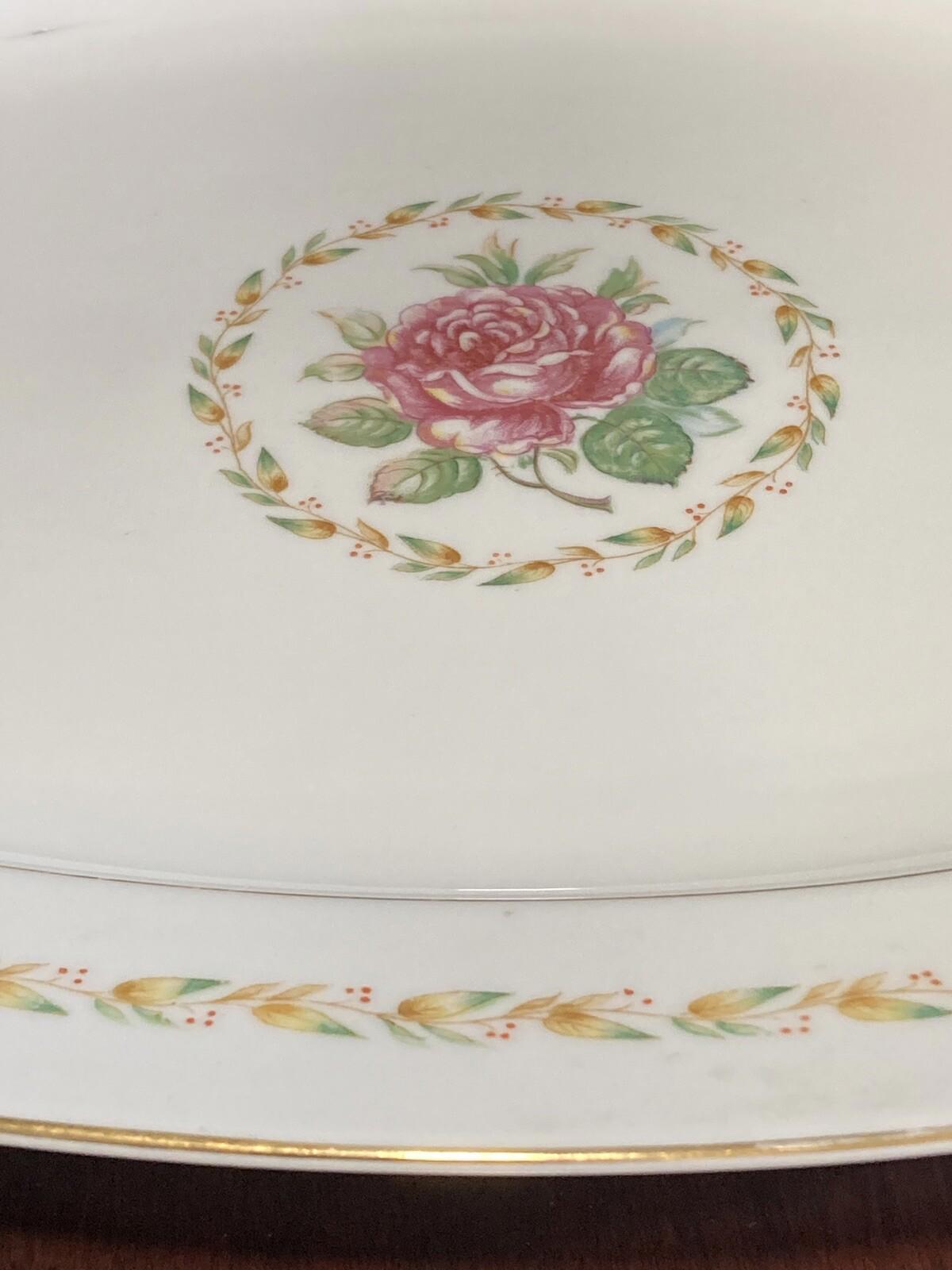 Vintage Mikado China 17" Oval Laurel Roses Platter Made in Occupied Japan