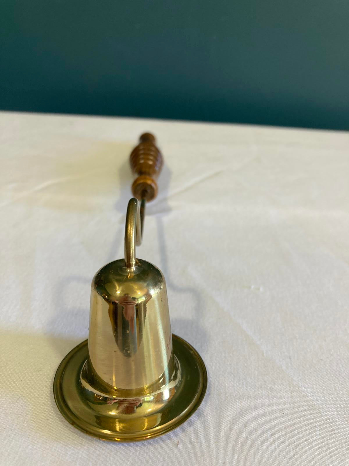 Vintage Brass Candle Snuffer with Turned Wood Handle