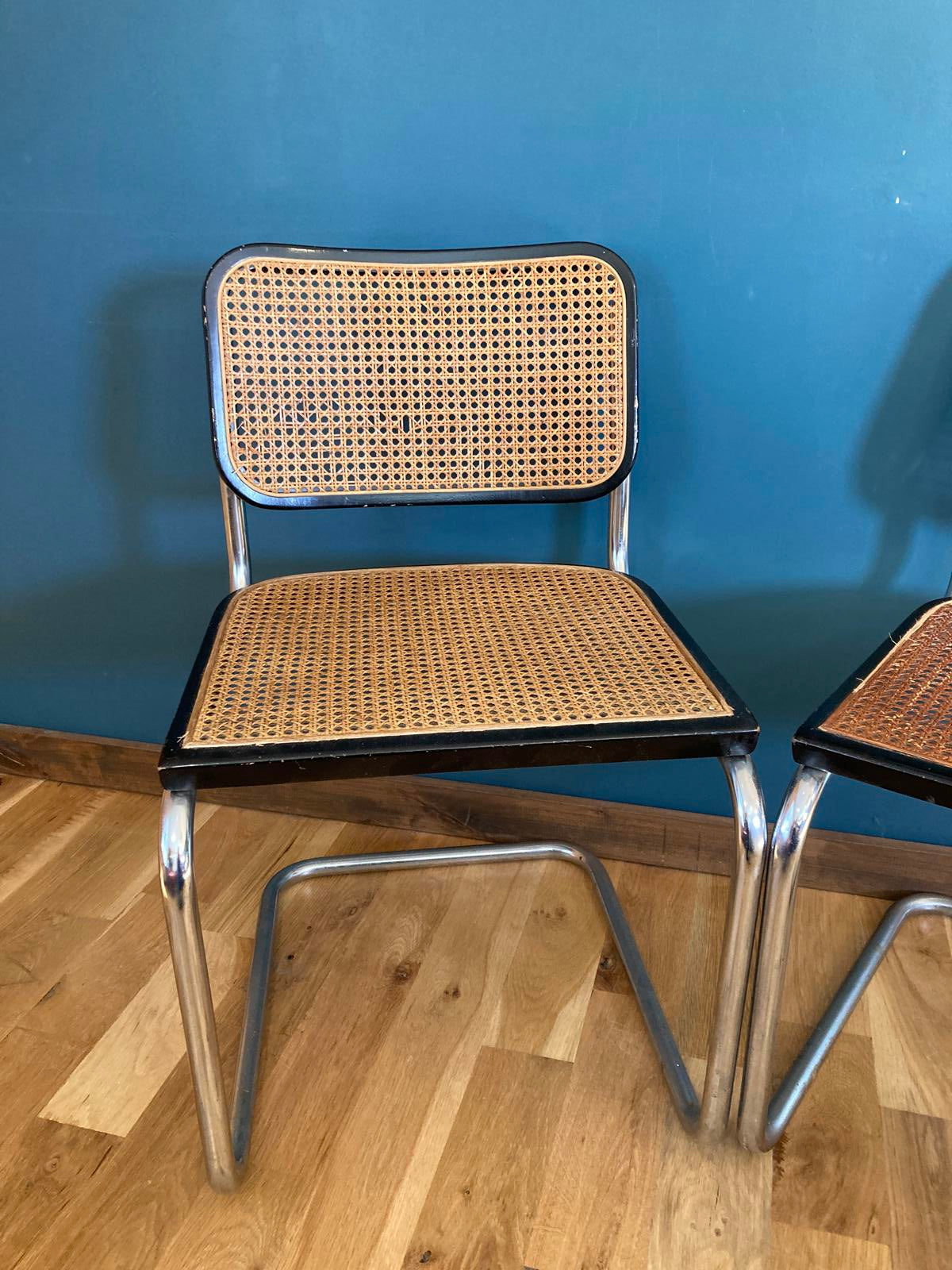 Pair of Mid-Century Modern Chrome & Cane Cantilever Dining Chairs –Vintage Finds