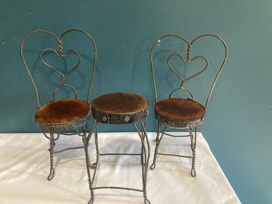 Vintage Miniature Ice Cream Parlor Table and Chairs