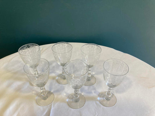 Vintage Duncan Miller First Love Etched Crystal Wine Glasses – Set of 6