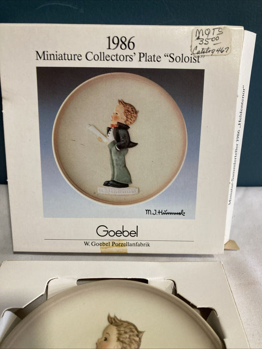 Hummel Goebel 4” Plate Soloist Hand Painted #467 W/Box Vintage Germany