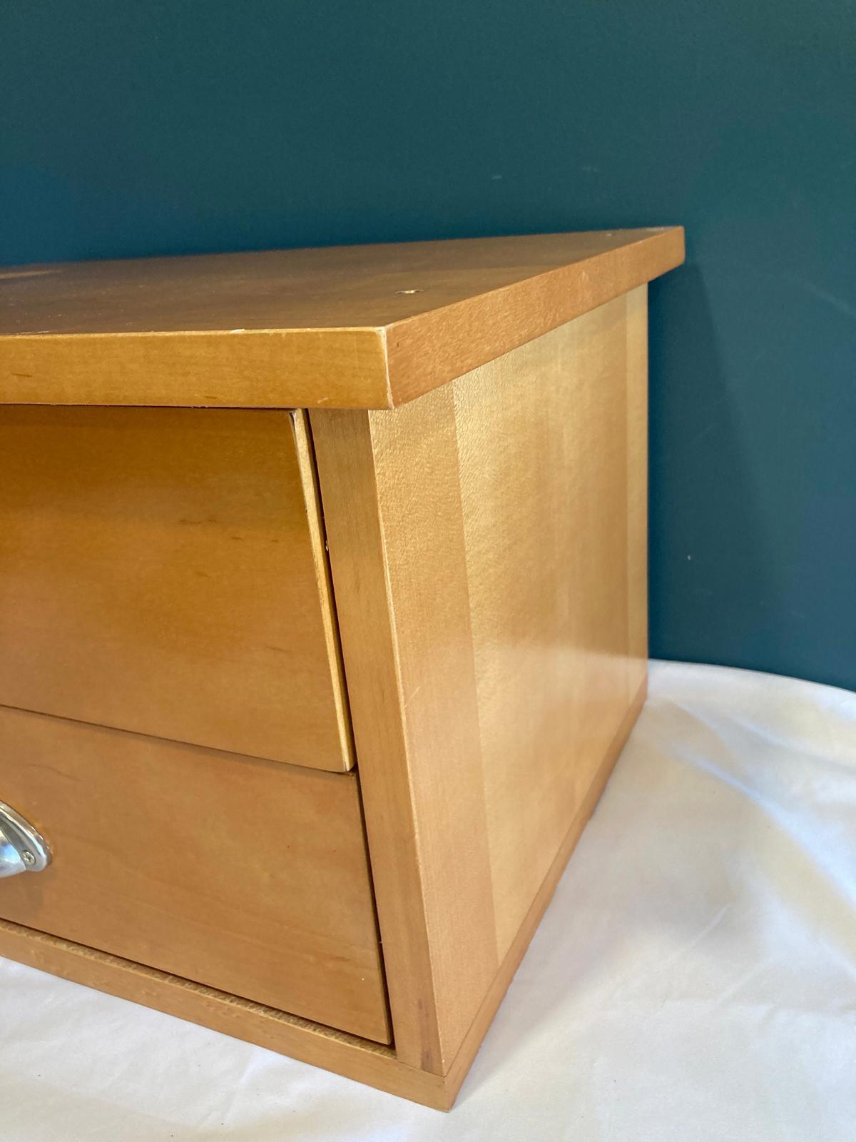 Vintage Solid Maple 2-Drawer Small Tabletop Cabinet