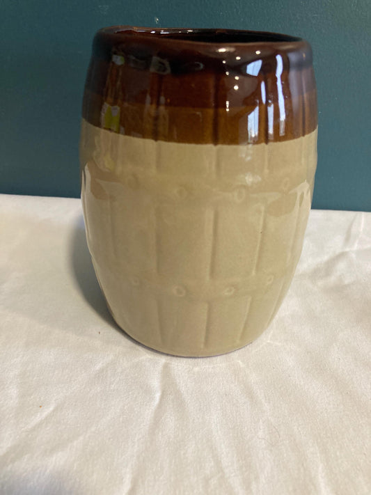 Vintage Ceramic Ombré Brown Vase or Utensil Holder