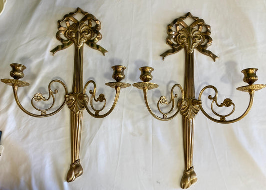 Vintage Solid Brass Candle Sconces